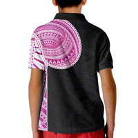Samoan Art Tattoo Polynesian Pattern Kid Polo Shirt Pink Out Color