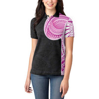Samoan Art Tattoo Polynesian Pattern Women Polo Shirt Pink Out Color