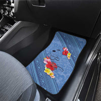 Bula Fiji Hibiscus and Plumeria Flowers Car Mats Tapa Tattoo Polynesian Pattern
