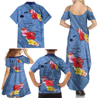 Bula Fiji Hibiscus and Plumeria Flowers Family Matching Summer Maxi Dress and Hawaiian Shirt Tapa Tattoo Polynesian Pattern