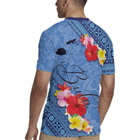 Bula Fiji Hibiscus and Plumeria Flowers Rugby Jersey Tapa Tattoo Polynesian Pattern
