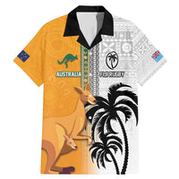 Custom Fiji and Australia Rugby Family Matching Mermaid Dress and Hawaiian Shirt Aboriginal and Fijian Masi Pattern