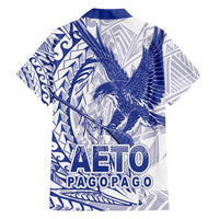 Samoa Pago Pago Aeto Family Matching Short Sleeve Bodycon Dress and Hawaiian Shirt Wingstyle Blue-White Color - Polynesian Pride
