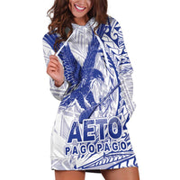 American Samoa Pago Pago Aeto Hoodie Dress Wingstyle Blue-White Color LT03 White - Polynesian Pride