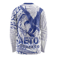 Samoa Pago Pago Aeto Long Sleeve Shirt Wingstyle Blue-White Color - Polynesian Pride