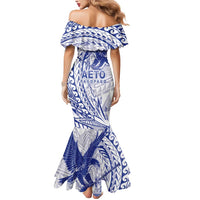 Samoa Pago Pago Aeto Mermaid Dress Wingstyle Blue-White Color - Polynesian Pride