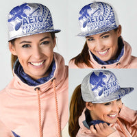 American Samoa Pago Pago Aeto Mesh Trucker Cap Wingstyle Blue-White Color - Polynesian Pride