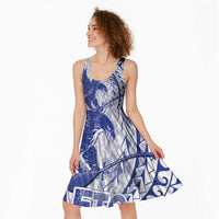 Samoa Pago Pago Aeto Midi Dress Wingstyle Blue-White Color - Polynesian Pride