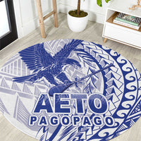 Samoa Pago Pago Aeto Round Carpet Wingstyle Blue-White Color - Polynesian Pride