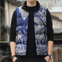 Samoa Pago Pago Aeto Sleeveless Puffer Jacket Wingstyle Blue-White Color - Polynesian Pride
