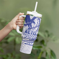Samoa Pago Pago Aeto Tumbler With Handle Wingstyle Blue-White Color - Polynesian Pride