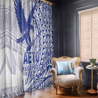 Samoa Pago Pago Aeto Window Curtain Wingstyle Blue-White Color - Polynesian Pride