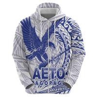 Samoa Pago Pago Aeto Zip Hoodie Wingstyle Blue-White Color - Polynesian Pride