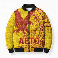 Samoa Pago Pago Aeto Bomber Puffer Jacket Wingstyle Red-Gold Color - Polynesian Pride