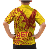 Samoa Pago Pago Aeto Family Matching Mermaid Dress and Hawaiian Shirt Wingstyle Red-Gold Color - Polynesian Pride