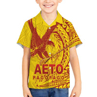 Samoa Pago Pago Aeto Family Matching Puletasi and Hawaiian Shirt Wingstyle Red-Gold Color - Polynesian Pride