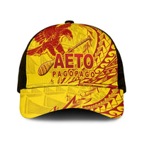 American Samoa Pago Pago Aeto Mesh Trucker Cap Wingstyle Red-Gold Color LT03 One Size Black Yellow - Polynesian Pride
