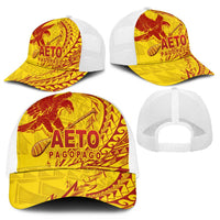 American Samoa Pago Pago Aeto Mesh Trucker Cap Wingstyle Red-Gold Color LT03 - Polynesian Pride