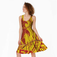 Samoa Pago Pago Aeto Midi Dress Wingstyle Red-Gold Color - Polynesian Pride