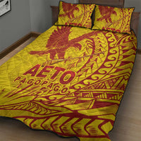Samoa Pago Pago Aeto Quilt Bed Set Wingstyle Red-Gold Color - Polynesian Pride