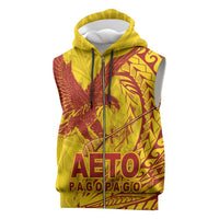 American Samoa Pago Pago Aeto Sleeveless Zip Hoodie Wingstyle Red-Gold Color LT03