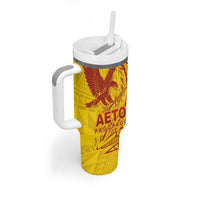 Samoa Pago Pago Aeto Tumbler With Handle Wingstyle Red-Gold Color - Polynesian Pride