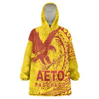 American Samoa Pago Pago Aeto Wearable Blanket Hoodie Wingstyle Red-Gold Color LT03 One Size Yellow - Polynesian Pride