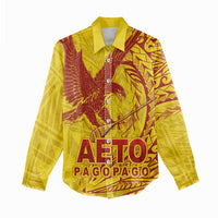 Samoa Pago Pago Aeto Women Casual Shirt Wingstyle Red-Gold Color - Polynesian Pride