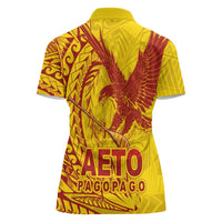 Samoa Pago Pago Aeto Women Polo Shirt Wingstyle Red-Gold Color - Polynesian Pride