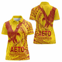 Samoa Pago Pago Aeto Women Polo Shirt Wingstyle Red-Gold Color - Polynesian Pride