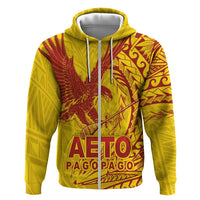 American Samoa Pago Pago Aeto Zip Hoodie Wingstyle Red-Gold Color LT03 Zip Hoodie Yellow - Polynesian Pride