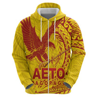 American Samoa Pago Pago Aeto Zip Hoodie Wingstyle Red-Gold Color LT03 - Polynesian Pride