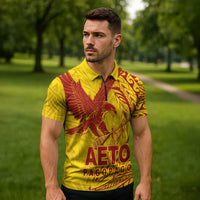 Samoa Pago Pago Aeto Zipper Polo Shirt Wingstyle Red-Gold Color - Polynesian Pride