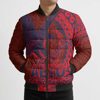Samoa Pago Pago Aeto Bomber Puffer Jacket Wingstyle Red-Blue Color - Polynesian Pride