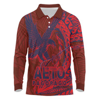 American Samoa Pago Pago Aeto Long Sleeve Polo Shirt Wingstyle Red-Blue Color LT03 Red - Polynesian Pride