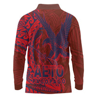 American Samoa Pago Pago Aeto Long Sleeve Polo Shirt Wingstyle Red-Blue Color LT03 - Polynesian Pride