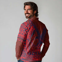 American Samoa Pago Pago Aeto Long Sleeve Polo Shirt Wingstyle Red-Blue Color LT03 - Polynesian Pride
