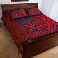 Samoa Pago Pago Aeto Quilt Bed Set Wingstyle Red-Blue Color - Polynesian Pride