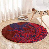 Samoa Pago Pago Aeto Round Carpet Wingstyle Red-Blue Color - Polynesian Pride