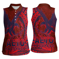 American Samoa Pago Pago Aeto Women Sleeveless Polo Shirt Wingstyle Red-Blue Color LT03 - Polynesian Pride