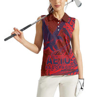American Samoa Pago Pago Aeto Women Sleeveless Polo Shirt Wingstyle Red-Blue Color LT03 - Polynesian Pride