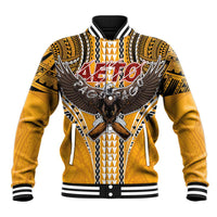 American Samoa Pago Pago Aeto Baseball Jacket Bald Eagle with Polynesian Art Tattoos LT03 Unisex Yellow - Polynesian Pride