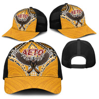 American Samoa Pago Pago Aeto Baseball Net Cap Bald Eagle with Polynesian Art Tattoos - Polynesian Pride