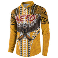 Samoa Pago Pago Aeto Button Sweatshirt Bald Eagle with Polynesian Art Tattoos - Polynesian Pride