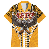 Samoa Pago Pago Aeto Family Matching Short Sleeve Bodycon Dress and Hawaiian Shirt Bald Eagle with Polynesian Art Tattoos - Polynesian Pride