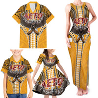 Samoa Pago Pago Aeto Family Matching Tank Maxi Dress and Hawaiian Shirt Bald Eagle with Polynesian Art Tattoos - Polynesian Pride