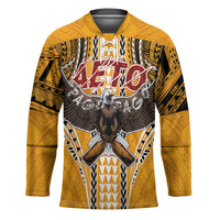 American Samoa Pago Pago Aeto Hockey Jersey Bald Eagle with Polynesian Art Tattoos LT03 Unisex Yellow - Polynesian Pride
