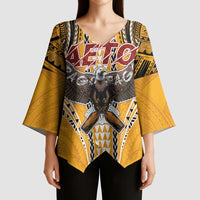 Samoa Pago Pago Aeto Kimono Sleeve Blouse Bald Eagle with Polynesian Art Tattoos - Polynesian Pride