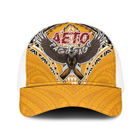 American Samoa Pago Pago Aeto Mesh Trucker Cap Bald Eagle with Polynesian Art Tattoos LT03 One Size White Yellow - Polynesian Pride