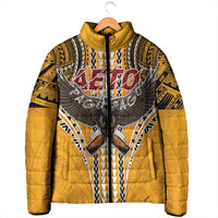 Samoa Pago Pago Aeto Padded Jacket Bald Eagle with Polynesian Art Tattoos - Polynesian Pride